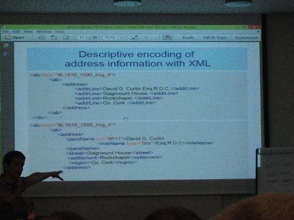 Roman Bleier discussing XML and TEI